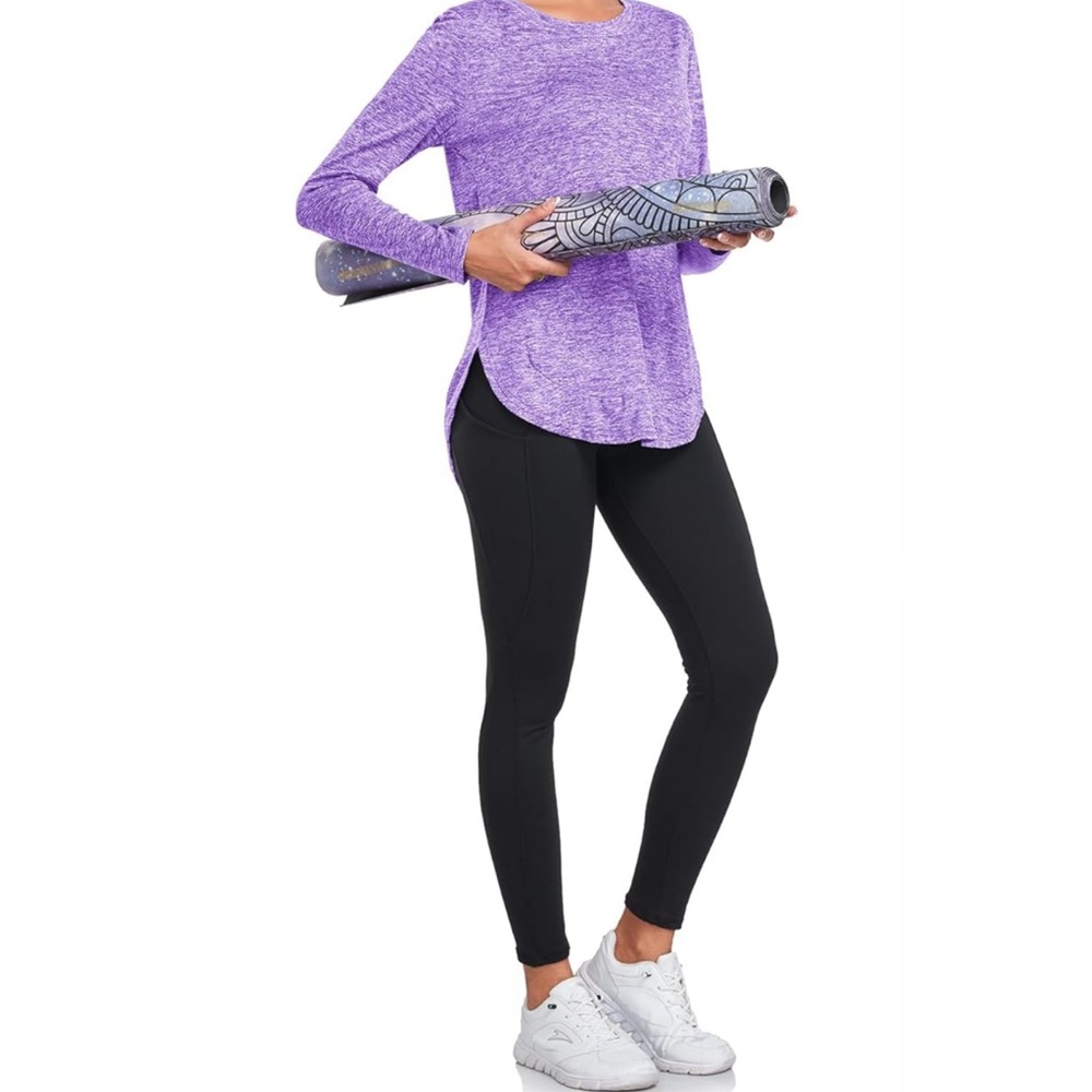 Women’s Active Style Purple V-Neck work out DRI-fit Long Sleeve Top